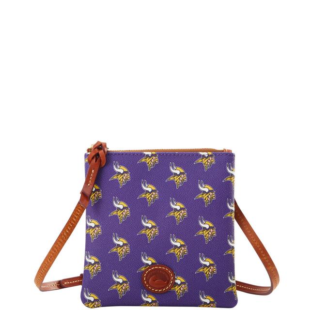 Dooney & Bourke Womens NFL Vikings Small North South Top Zip Crossbody Coated Cotton Shoulder Bag in Purple Product Image