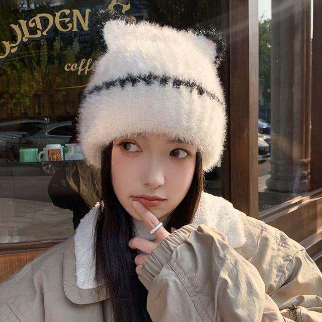 Cat Ear Knit Beanie Product Image