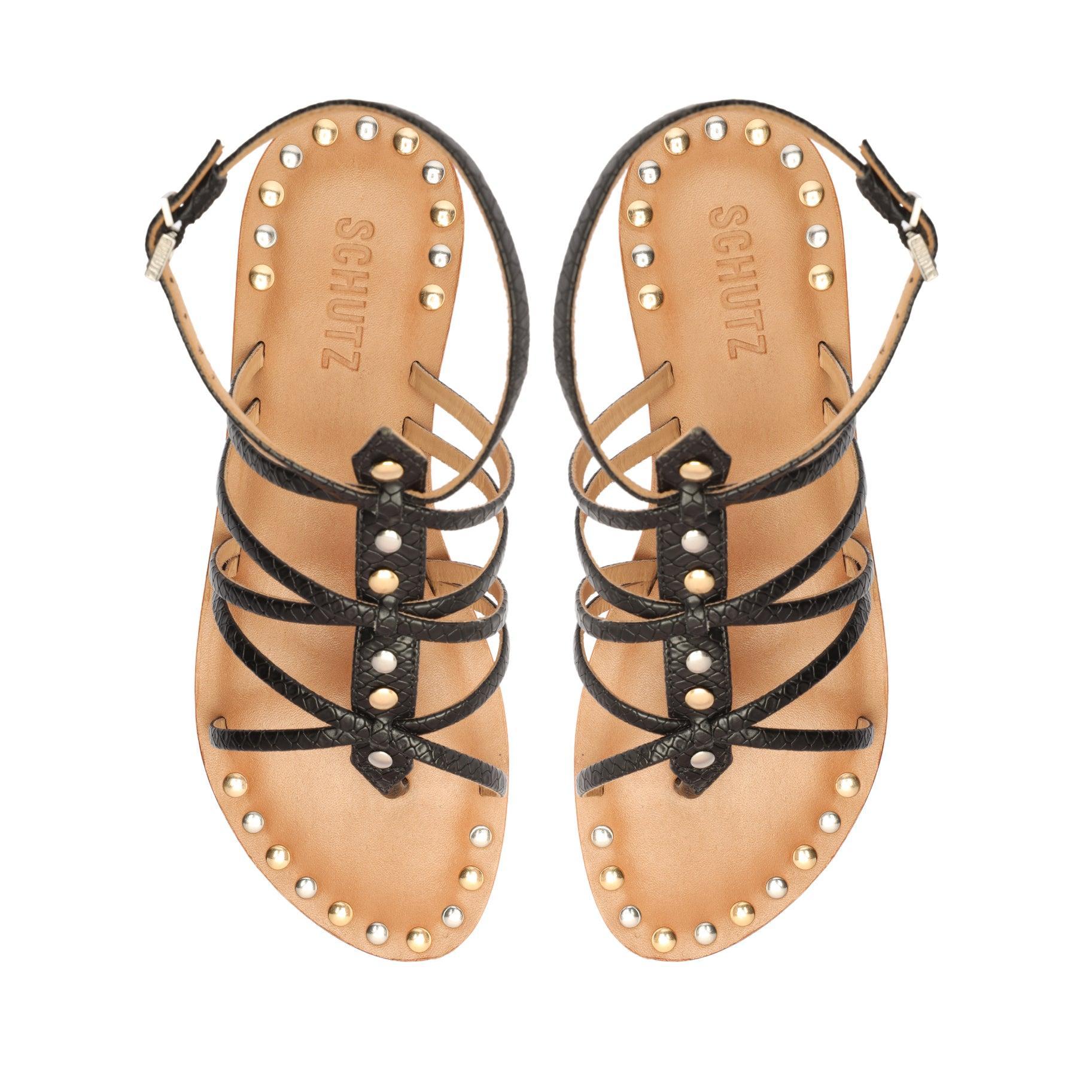 Malaya Casual Snake-Embossed Leather Sandal Female Product Image