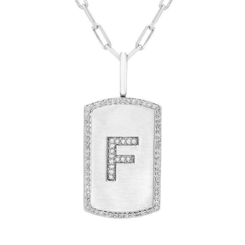 Its Personal Initial Sterling Silver & 1/4 Carat T.W. Diamond Dog Tag Necklace, Womens White Product Image