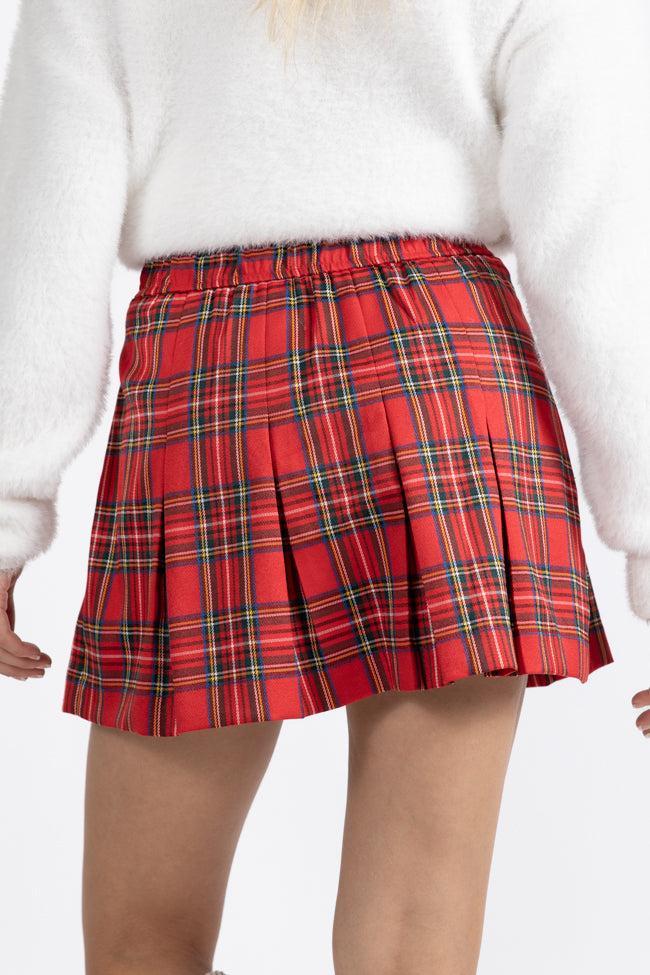 Spirit Of Christmas Red Pleated Plaid Skort Product Image