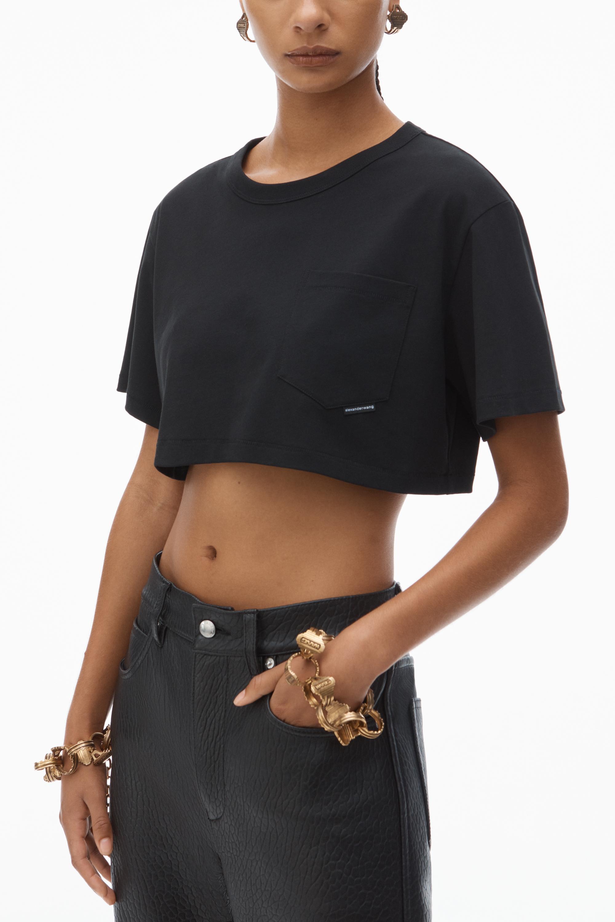 Cropped Pocket Tee In High Twist Jersey Product Image