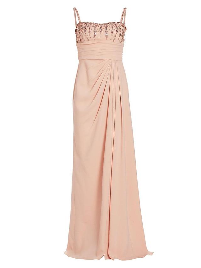 Womens Draped Beaded Column Gown Product Image