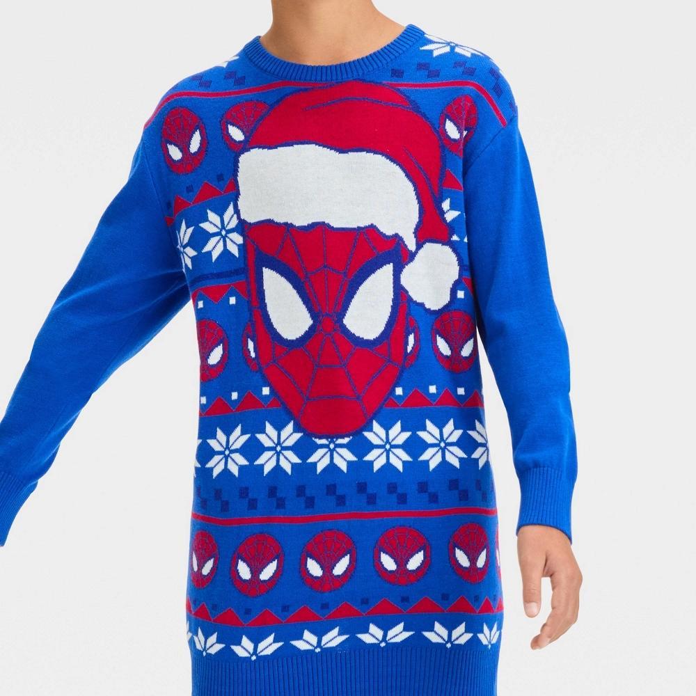 Boys' Marvel Spider-Man Snowflake Sweater - Royal Blue S Product Image