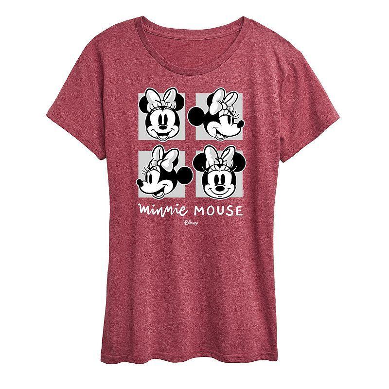 Disneys Minnie Mouse Grid Graphic Tee, Womens Black Product Image