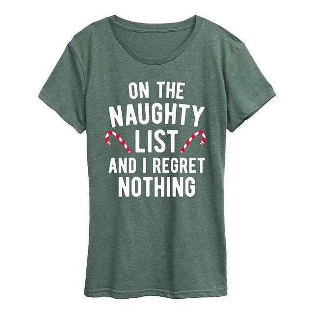 Womens On The Naughty List Graphic Tee, Girls Grey Gray Product Image