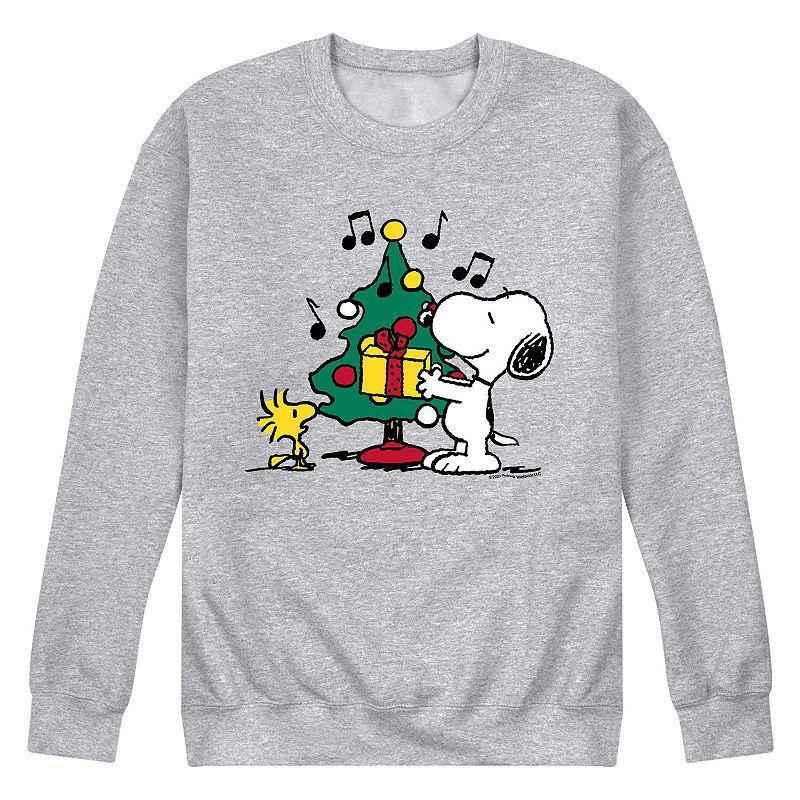 Mens Peanuts Christmas Tree Sweatshirt Athletic Grey Product Image