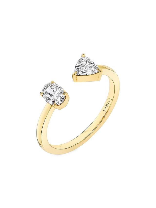 Womens 14K Yellow Gold & 0.50 TCW Lab-Grown Diamond Cuff Ring Product Image