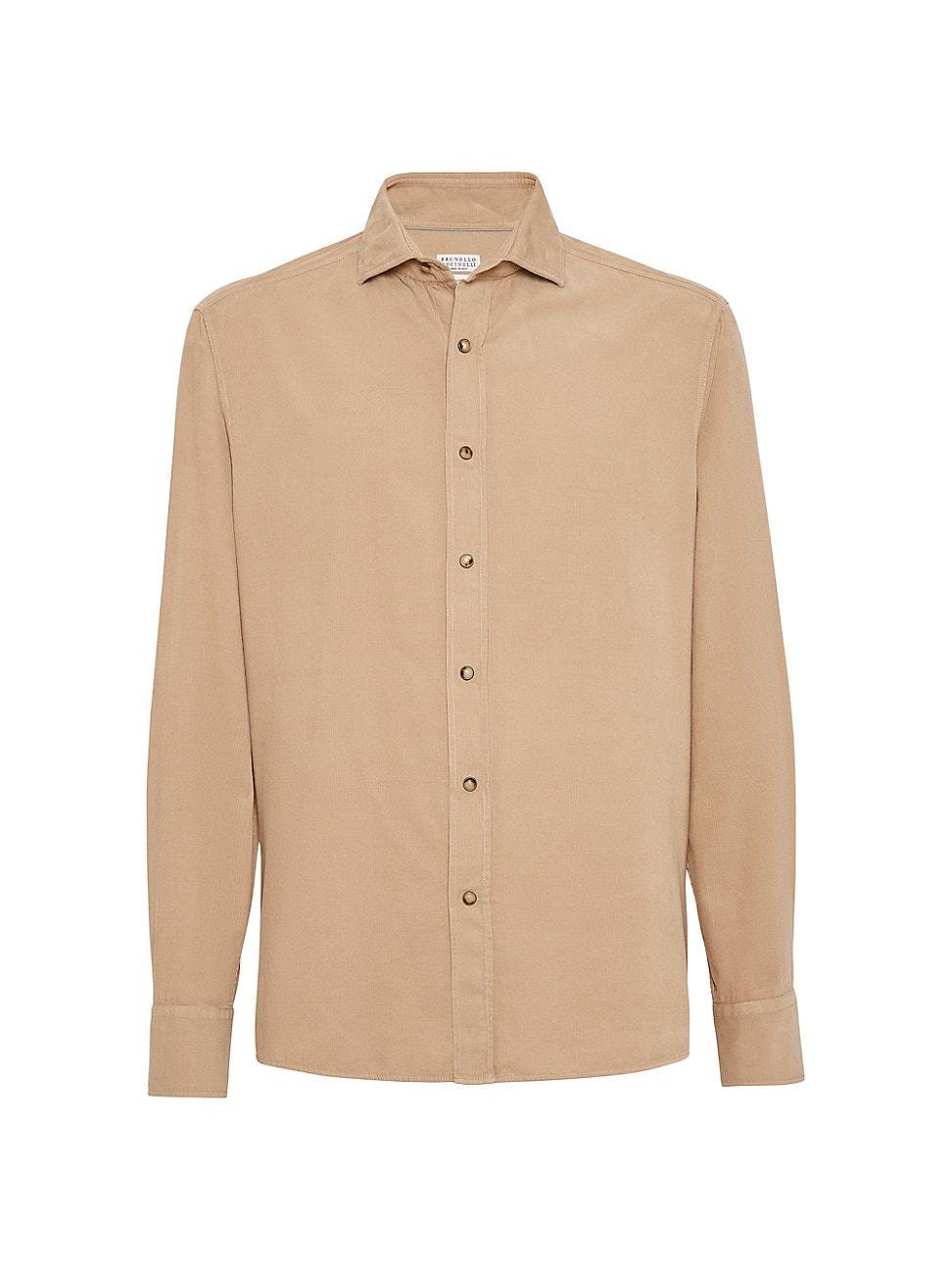 Mens Garment Dyed Narrow Wale Corduroy Shirt with Snap Buttons Product Image