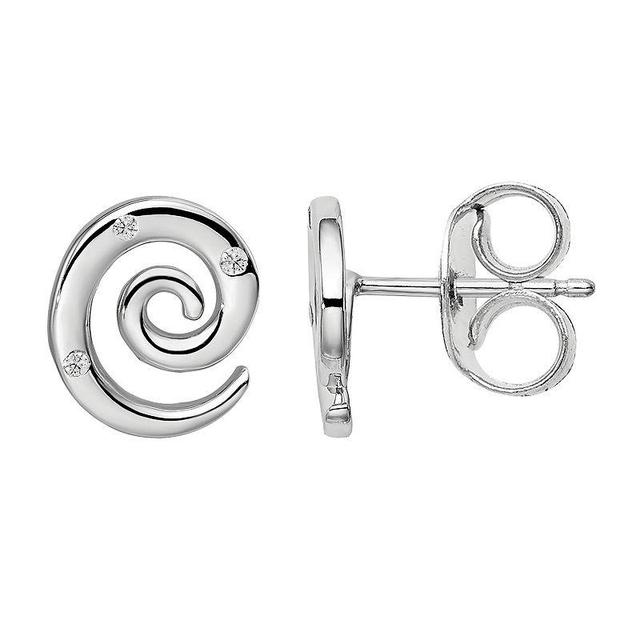 White Ice Sterling Silver Diamond Accent Swirl Earrings, Womens Product Image