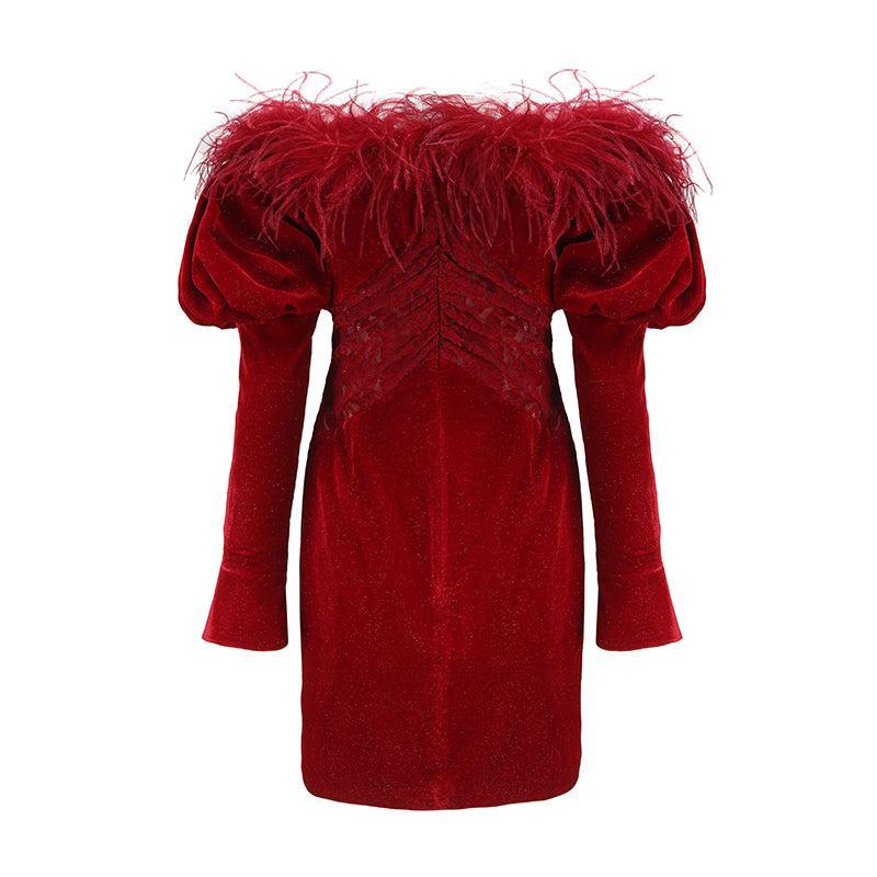 Eve Velvet Dress (Red) Product Image