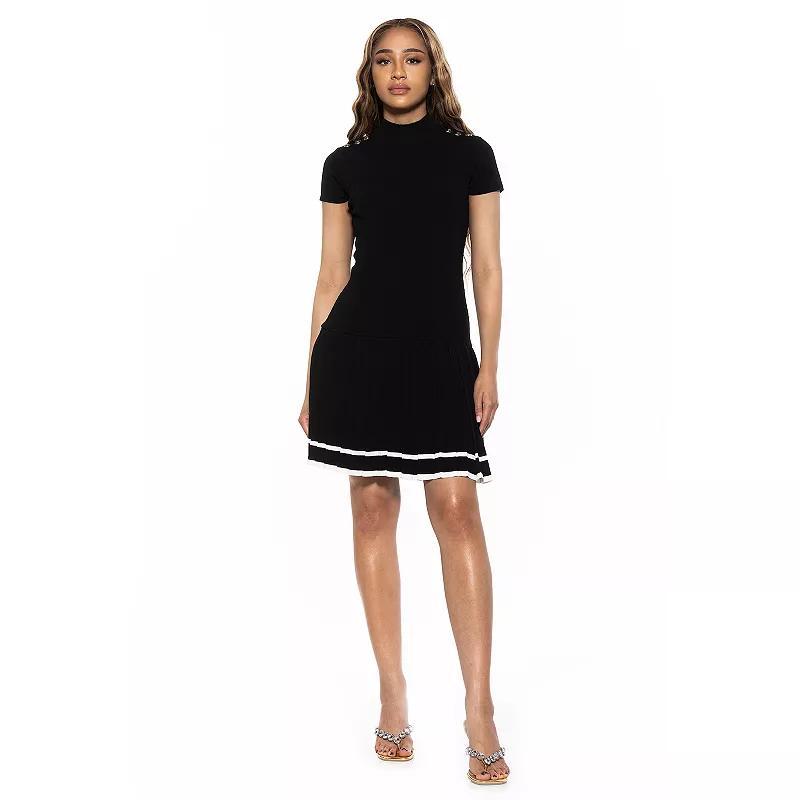 Womens ALEXIA ADMOR Devika Mockneck Pleated Knit Dress Product Image