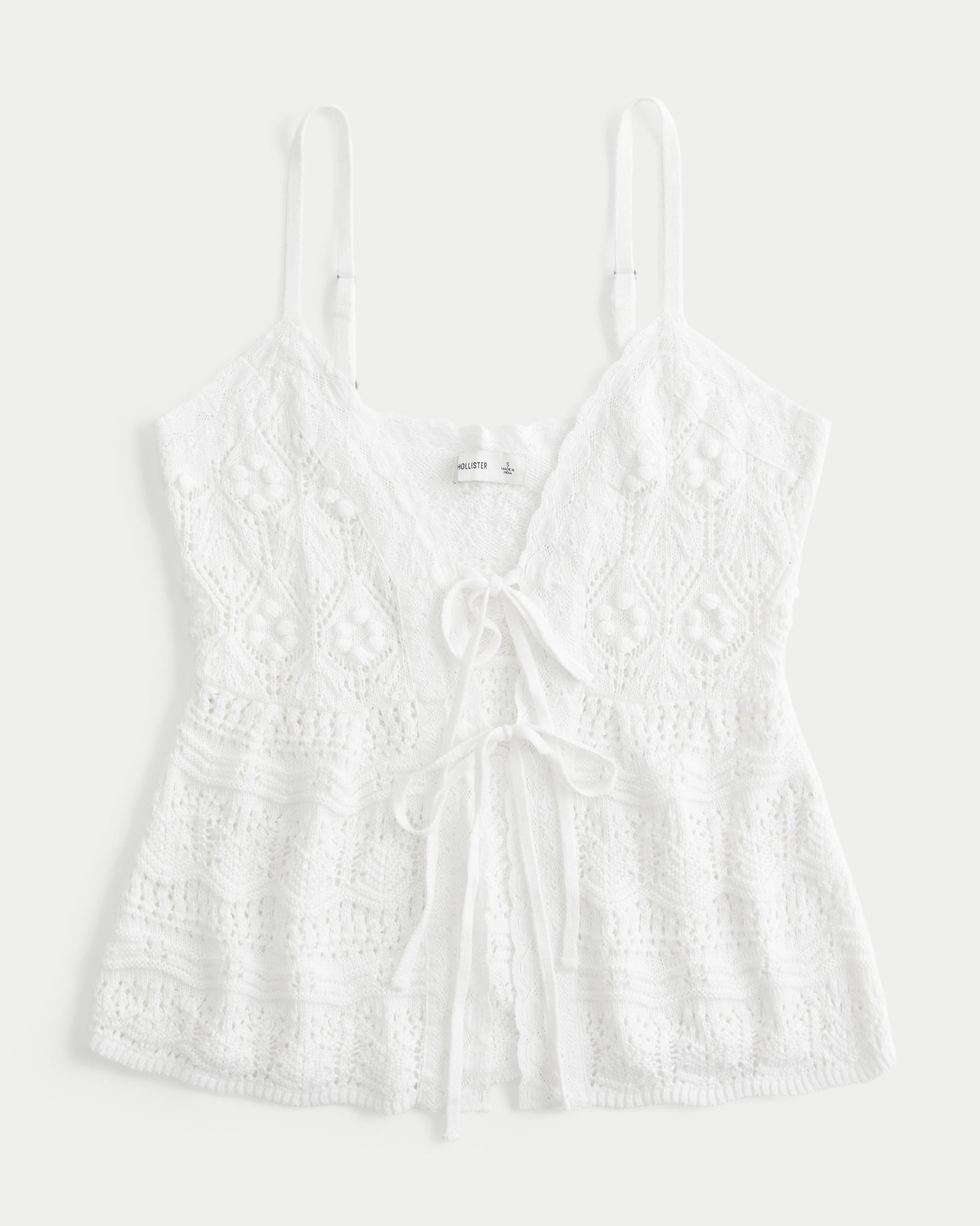 Crochet-Style Tie-Front Cami Product Image