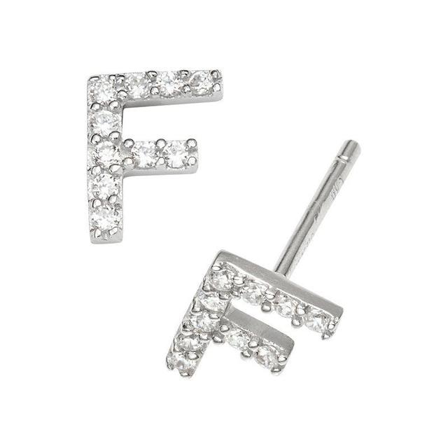 Sophie Miller Sterling Silver Cubic Zirconia Initial Stud Earrings, Womens Product Image