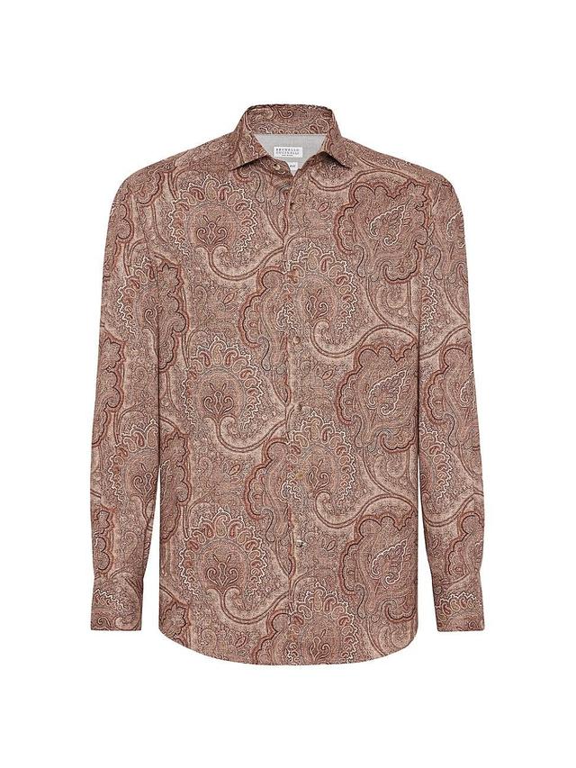 Mens Paisley Slim Fit Shirt With Spread Collar Product Image