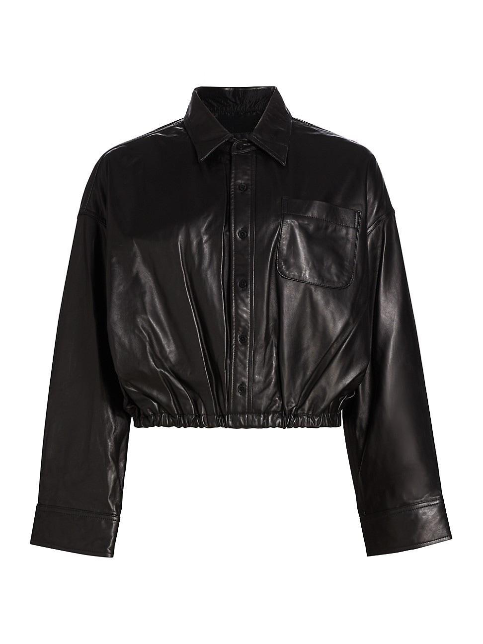 Womens Leather Crossover Bubble Shirt Product Image