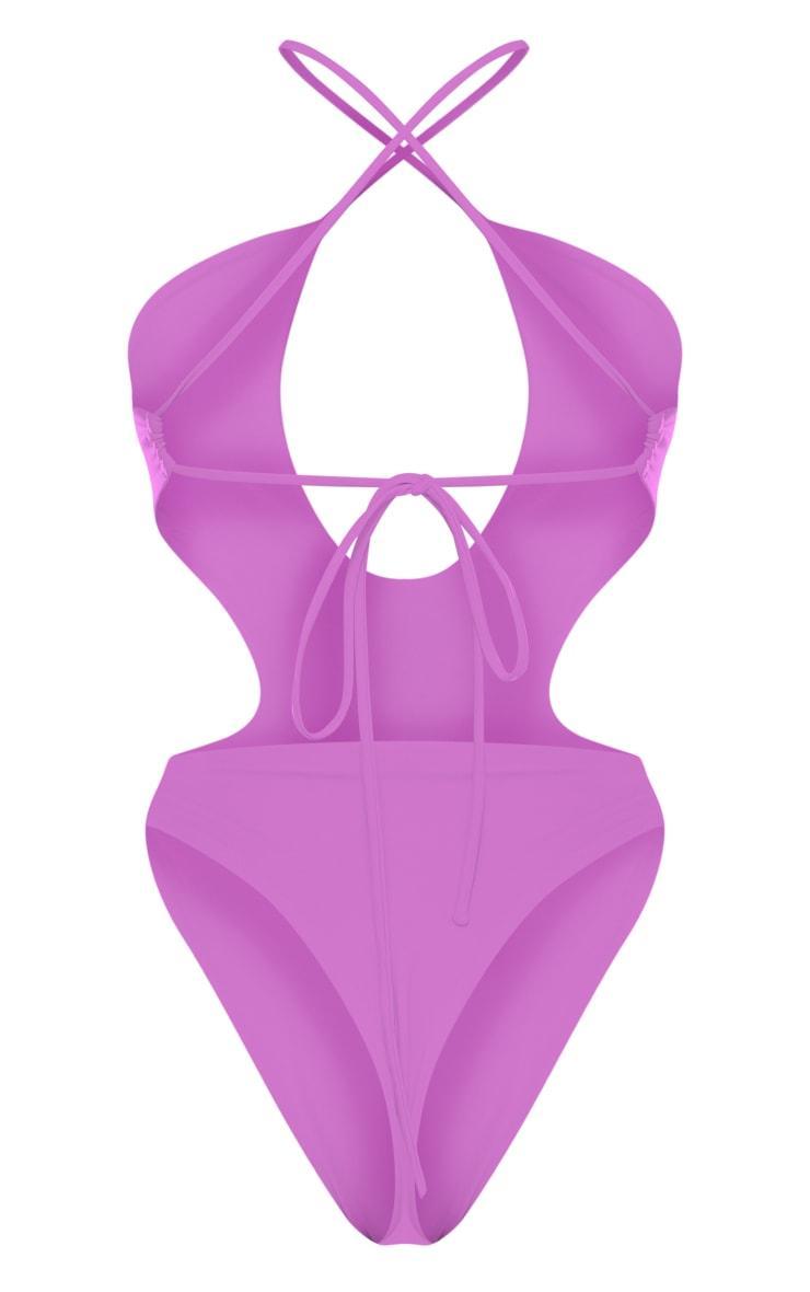 Purple Cut Out Cross Front Swimsuit Product Image