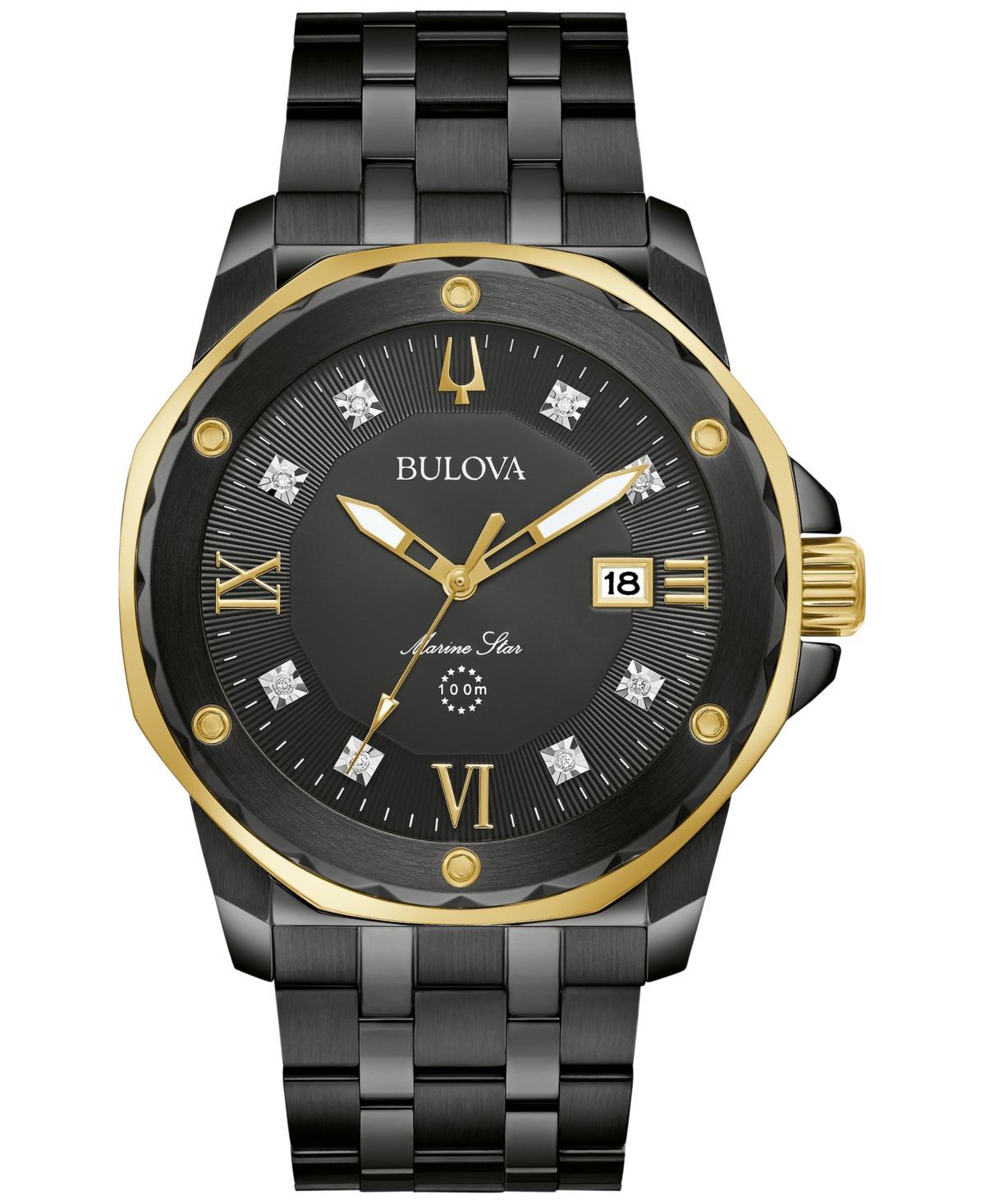 Men's Bulova Marine Star Diamond Accent Tri-Tone Watch with Black Dial (Model: 98D175) Product Image