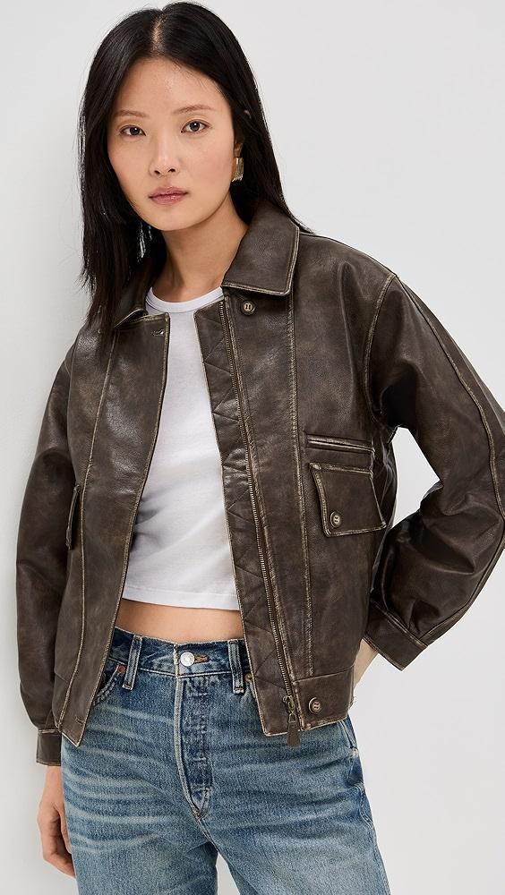 Moon River Neck Collar Faux Leather Jacket | Shopbop Product Image