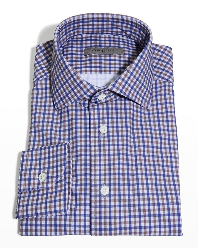 Corneliani Men's Multi-Check Dress Shirt - Size: 41 EU (16 US) - BLUBURG Product Image