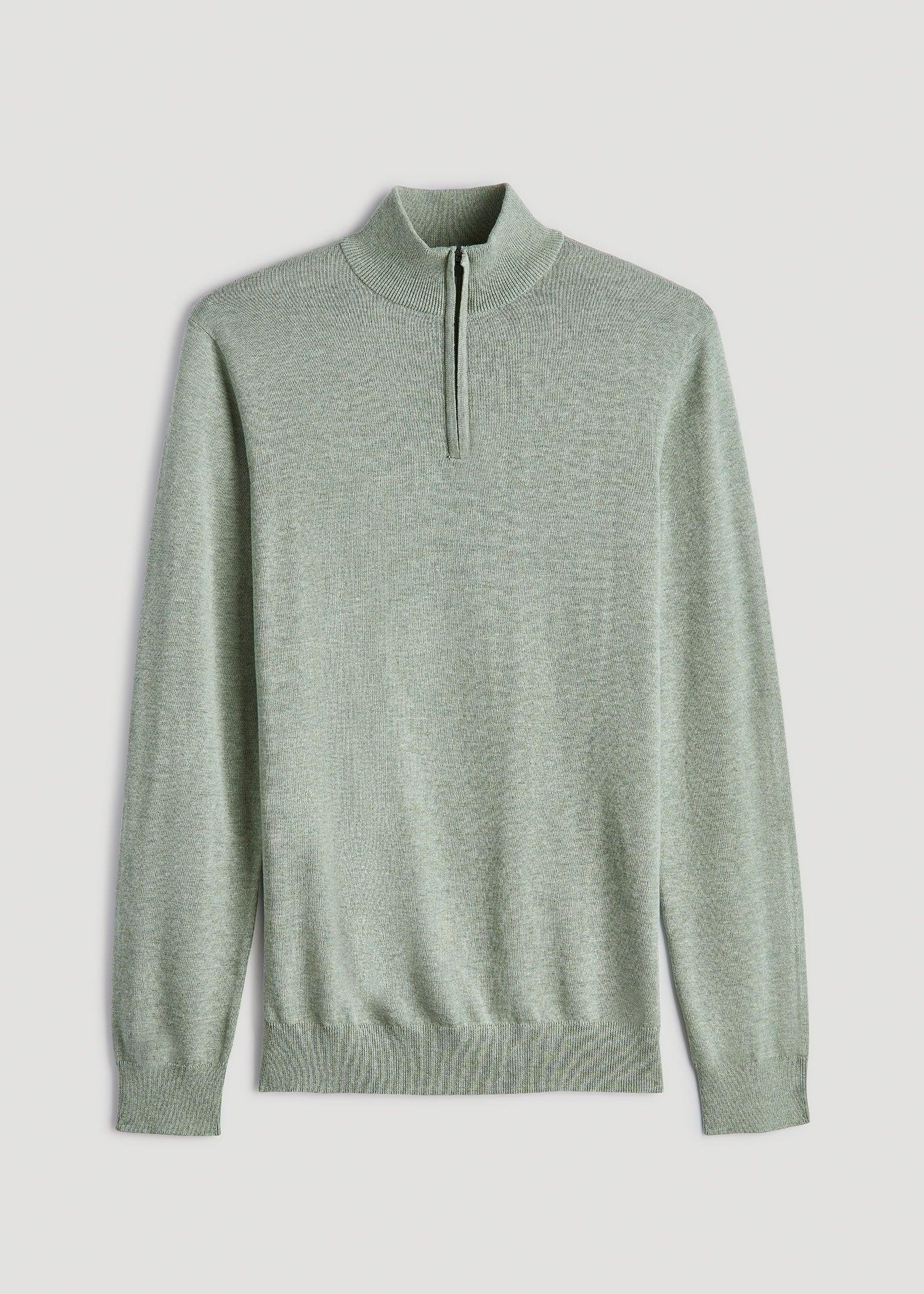 Everyday Quarter-Zip Tall Men's Sweater in Seagrass Product Image