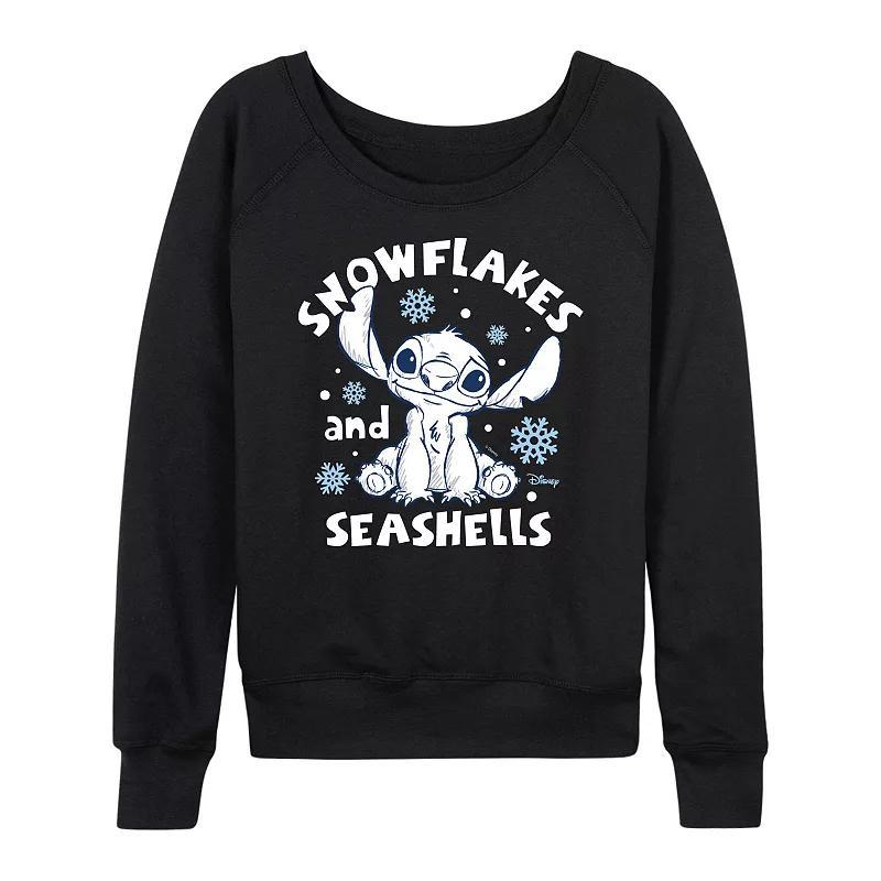 Disneys Lilo & Stitch Womens Snowflakes & Seashells Lightweight French Terry Sweatshirt Product Image