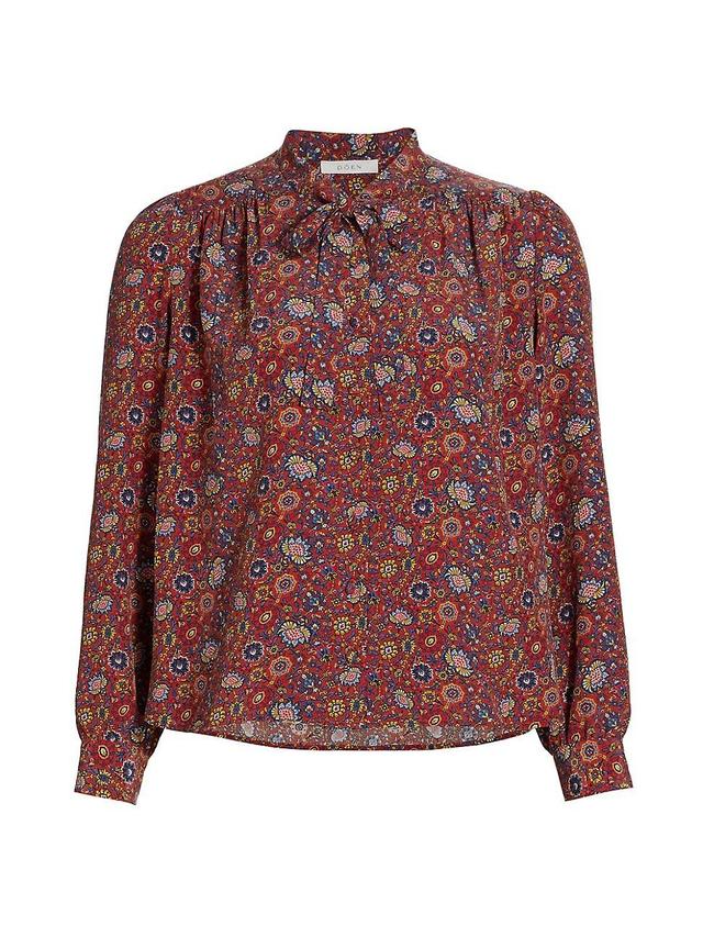 Womens Josseline Floral Silk Tieneck Blouse Product Image