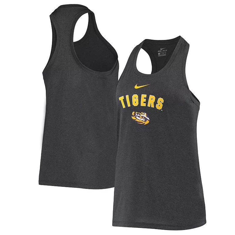 Womens Nike Anthracite LSU Tigers Arch & Logo Classic Performance Tank Top Product Image