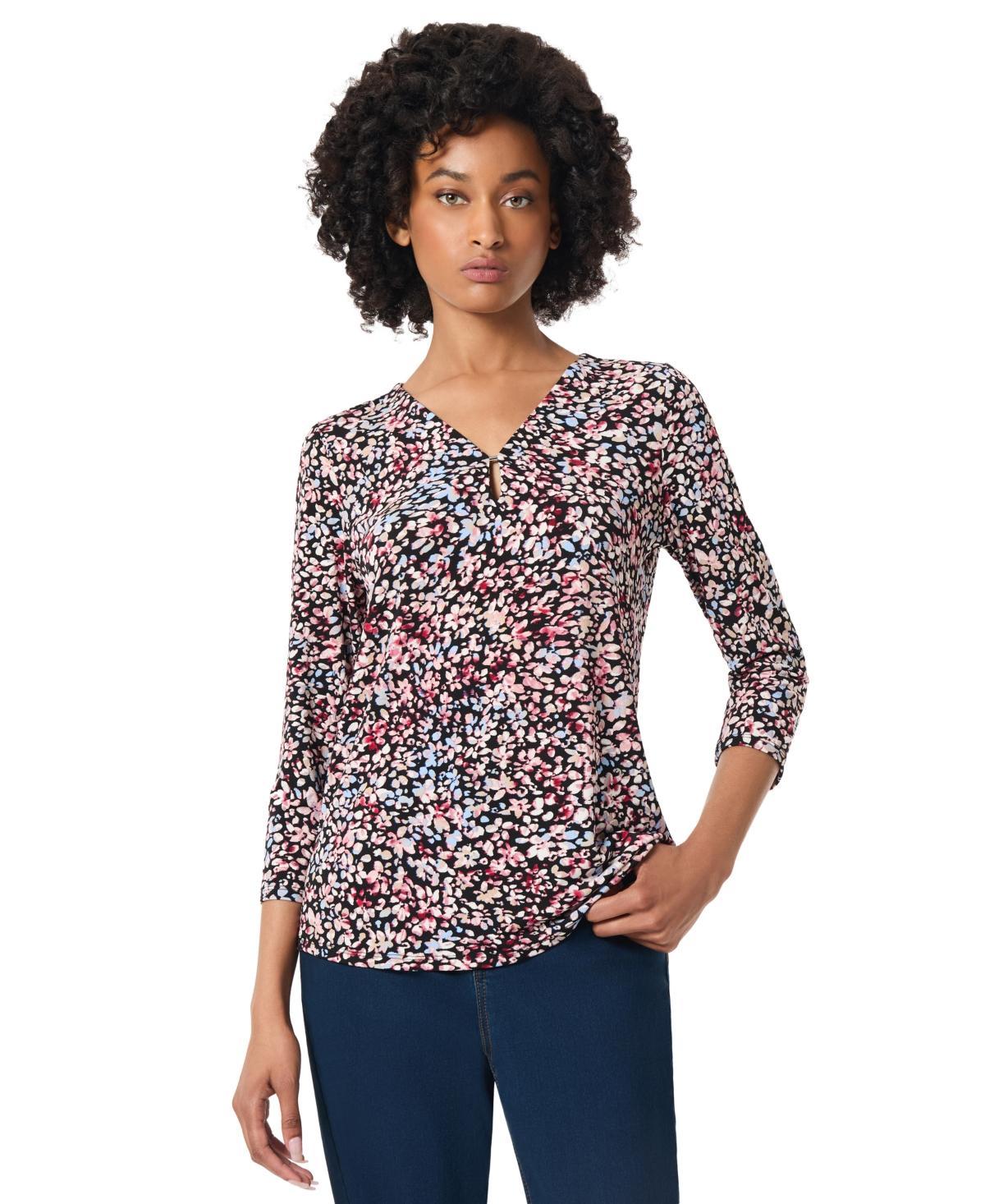 Jones New York Womens Printed Moss Crepe 3/4-Sleeve Top Product Image