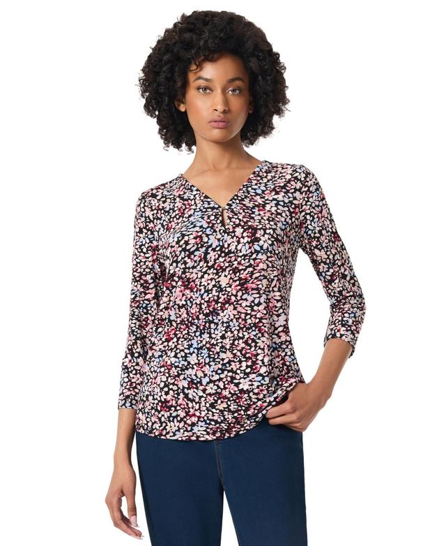 Jones New York Womens Printed Moss Crepe 3/4-Sleeve Top Product Image