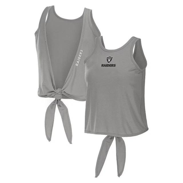 Womens WEAR by Erin Andrews Gray Las Vegas Raiders Open Back Twist Tie Tank Top Product Image