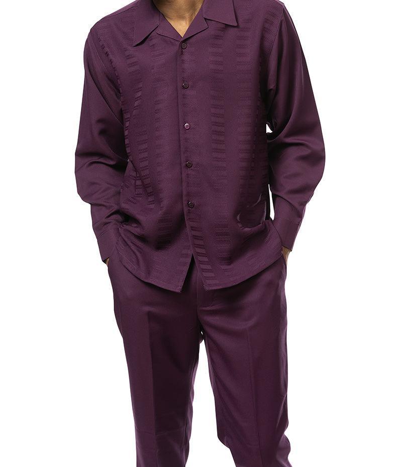 Plum Tone-on-Tone 2 Piece Long Sleeve Walking Suit Set Product Image