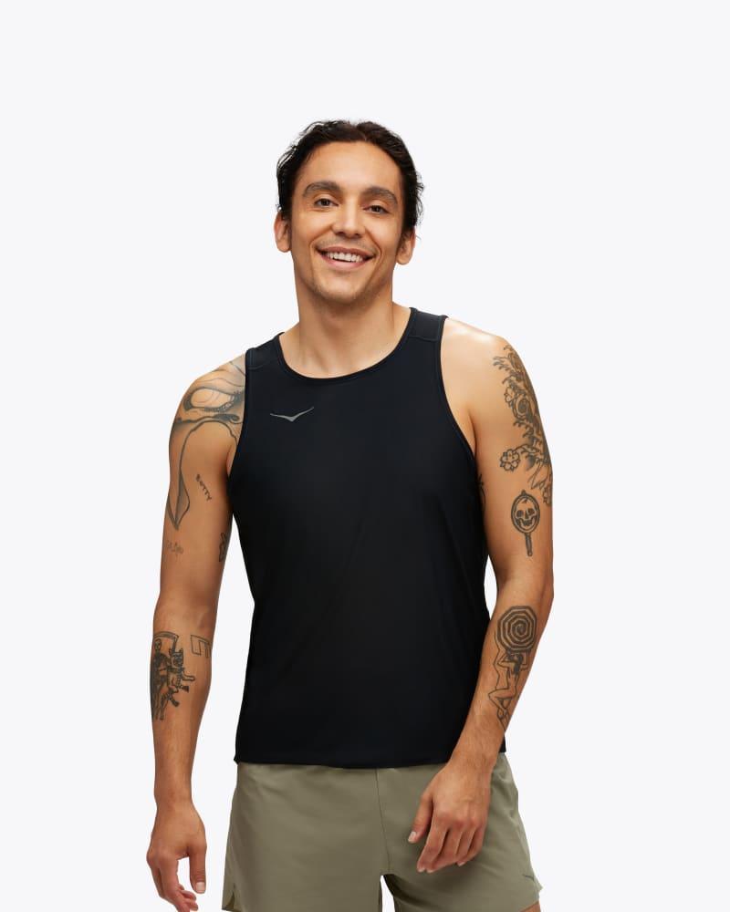 HOKA Mens Airolite Run Tank Top in Aura, Size Large Product Image