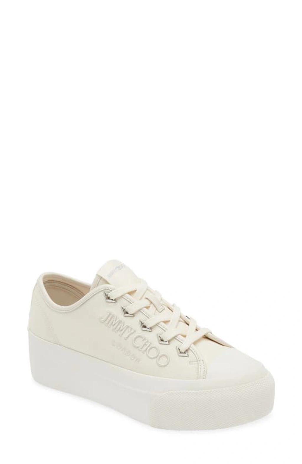 JIMMY CHOO Palma Maxi Canvas & Leather Sneakers In White Product Image