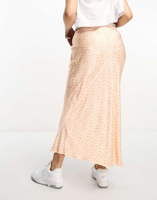 River Island Plus satin maxi skirt in light pink Product Image