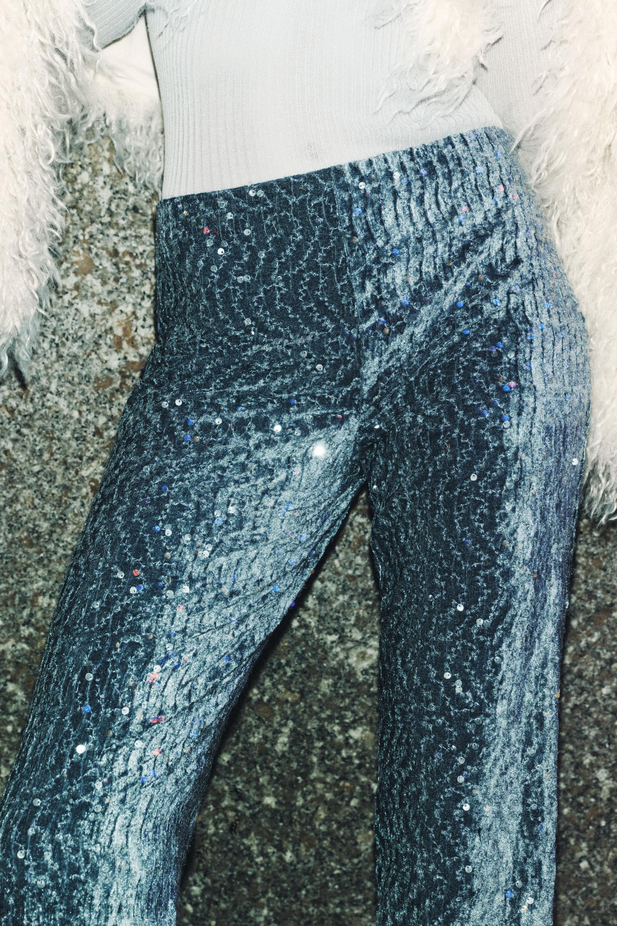 VELVET SEQUIN PANTS Product Image