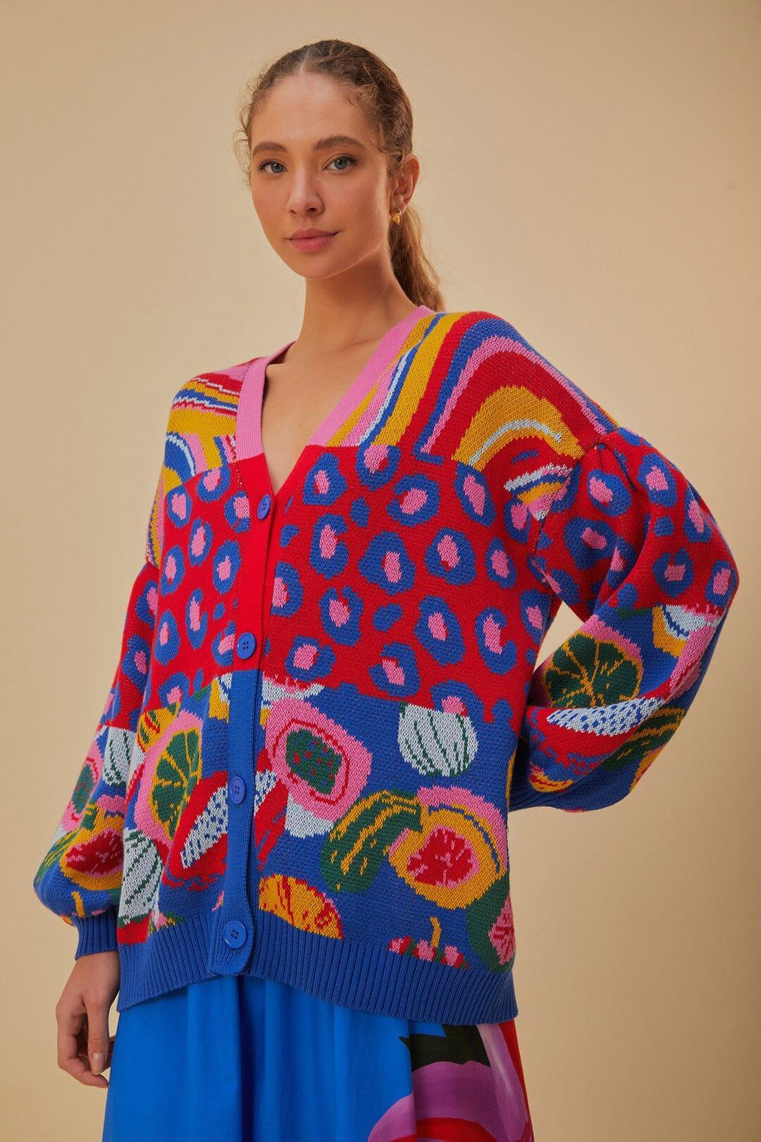 Mixed Prints Knit Cardigan, MULTI / S Product Image