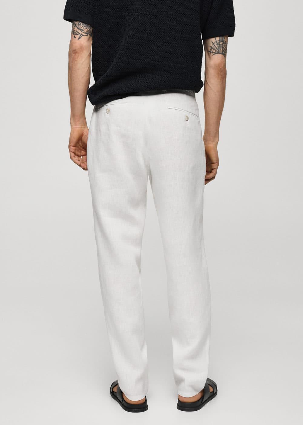 MANGO MAN - Slim-fit 100% linen pants whiteMen Product Image