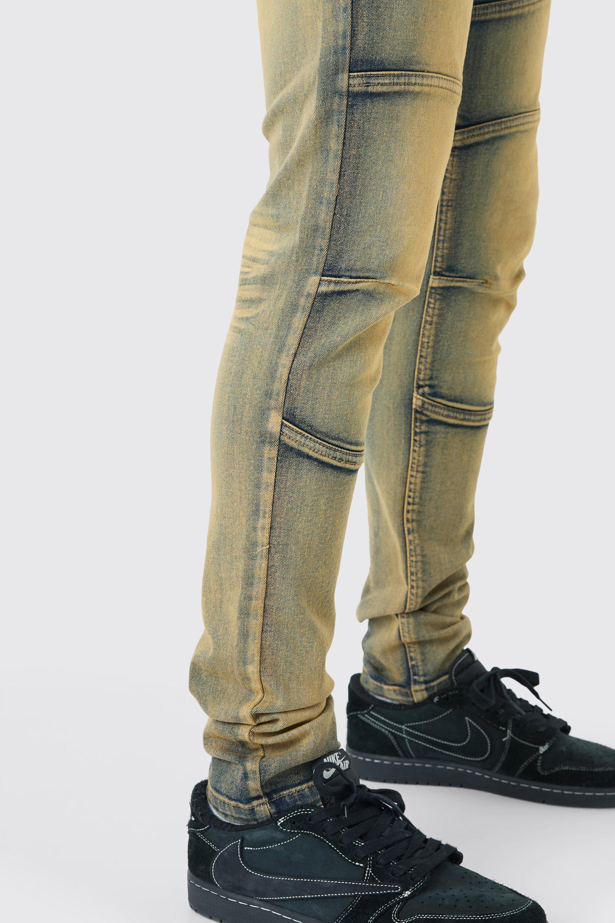 Tall Skinny Stretch Tinted Panelled Jeans | boohooMAN USA Product Image