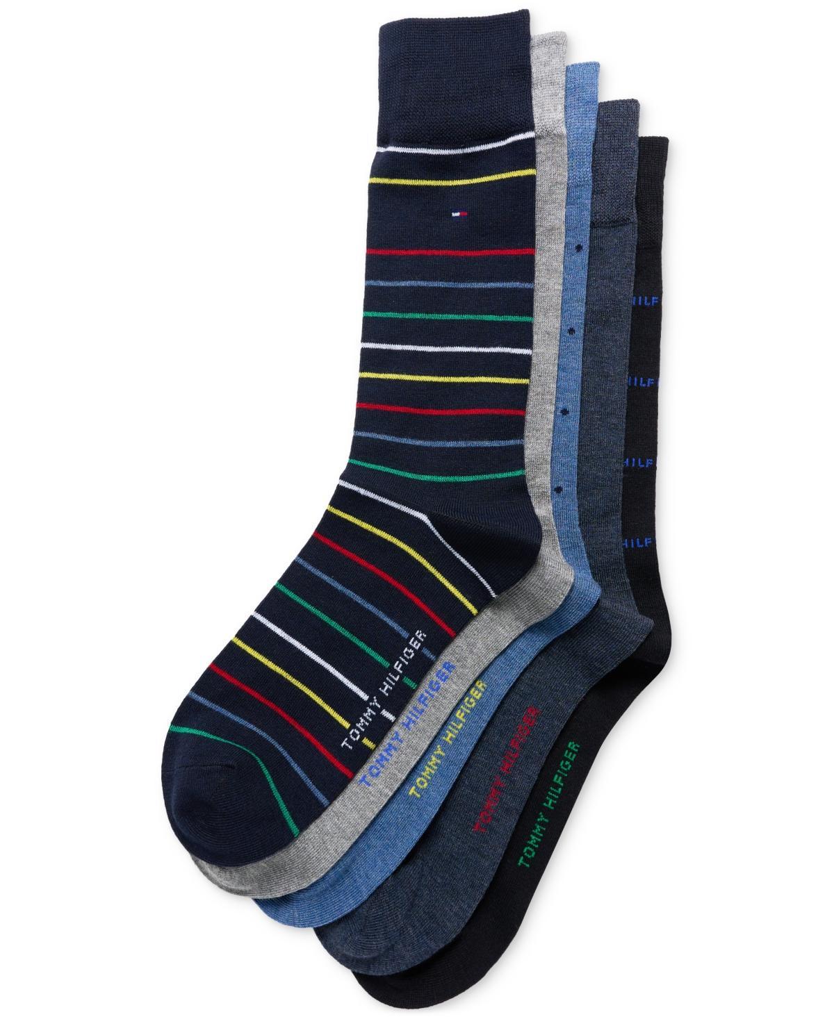 Tommy Hilfiger Mens Crew Length Dress Socks, Assorted Patterns, Pack of 5 Product Image