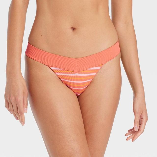 Womens Striped Seamless Thong - Auden Coral Product Image