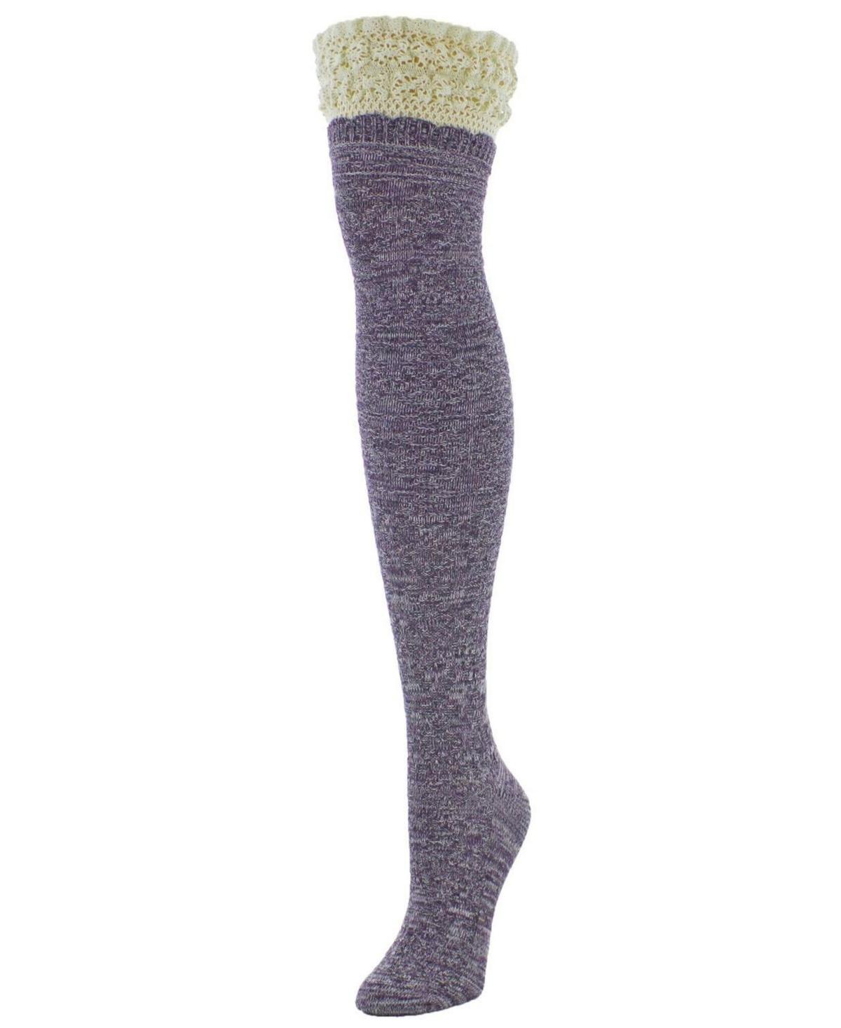 MeMoi Womens Diamond Crochet Over The Knee Socks Product Image