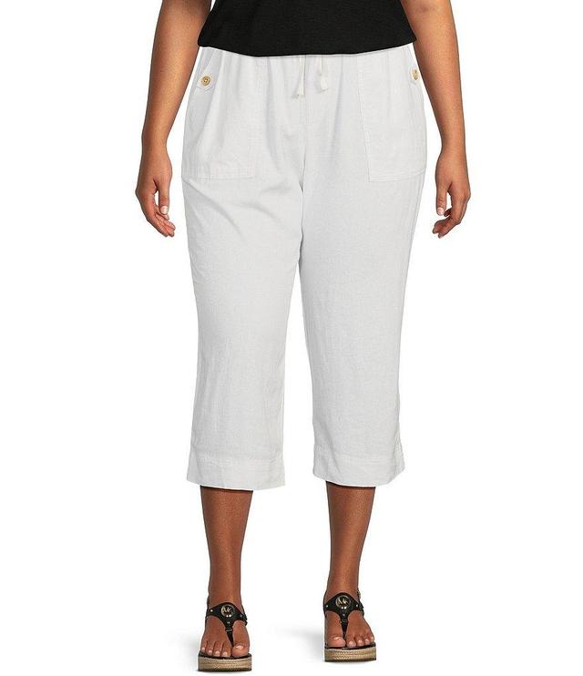 Westbound Plus Size The ISLAND Crop Pull-On Mid Rise Wide Leg Drawstring Waist Pant Product Image