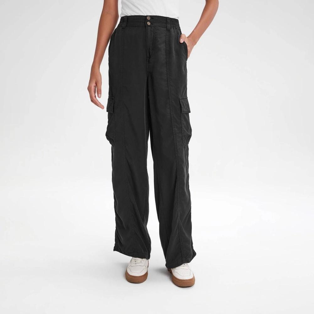 Womens High-Rise Straight Leg Cargo Pants - Wild Fable Black M Product Image