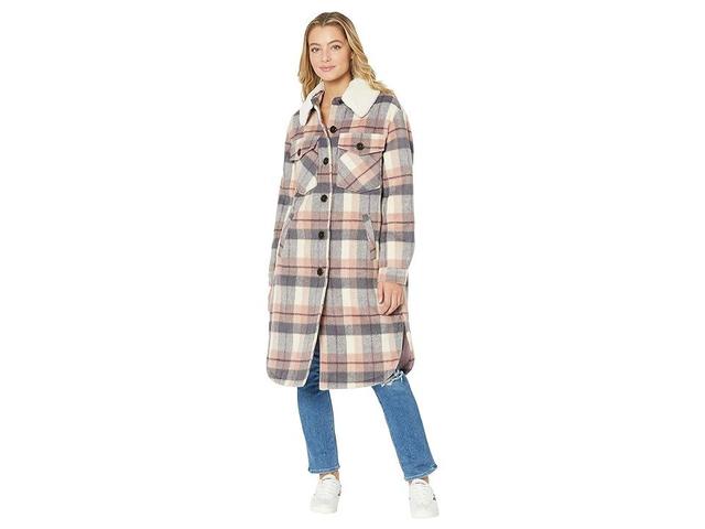 Sanctuary Faux Mixed Wool Shacket Plaid) Women's Clothing Product Image