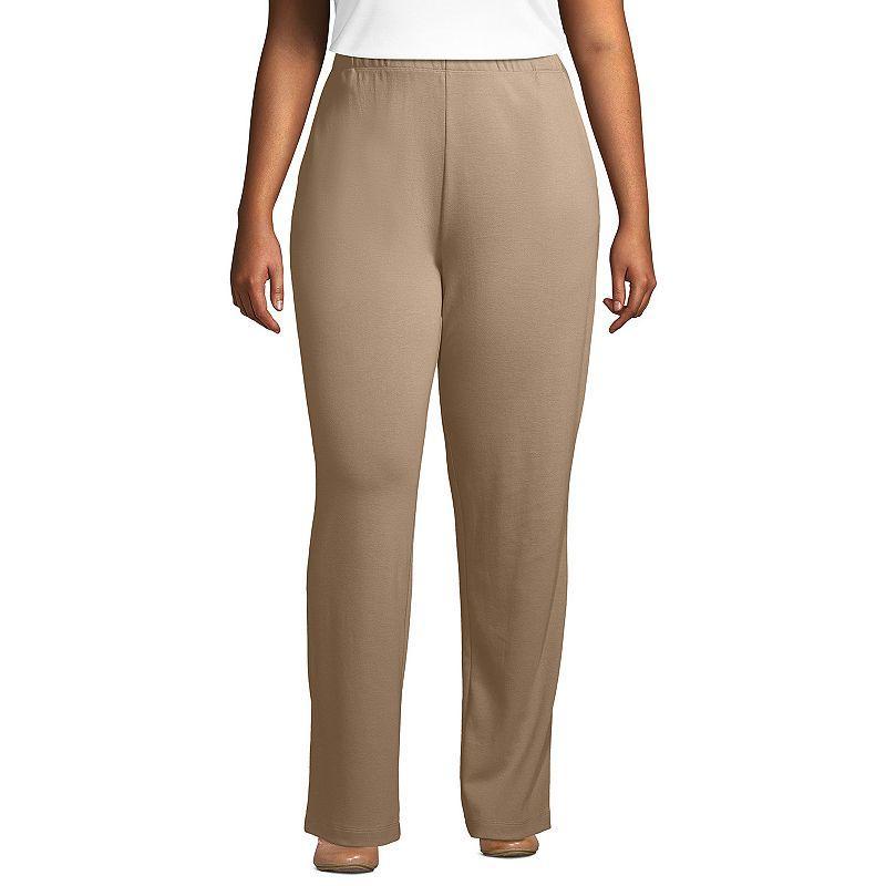 Plus Size Lands End Sport Knit High-Waist Pull-On Pants, Womens Rich Brown Product Image