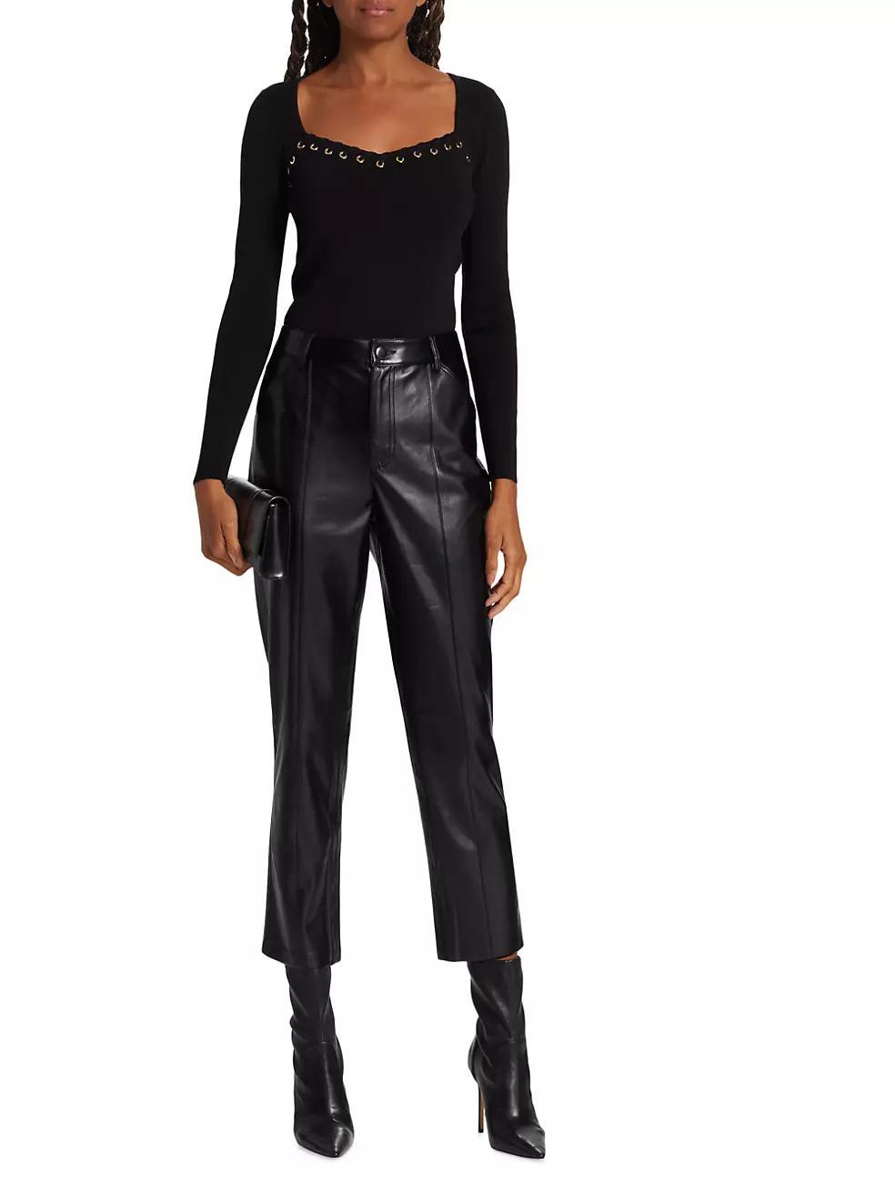 Vegan Leather Cropped Pants Product Image