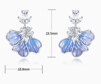 Petal Rhinestone Enamel S925 Sterling Silver Drop Earring Product Image