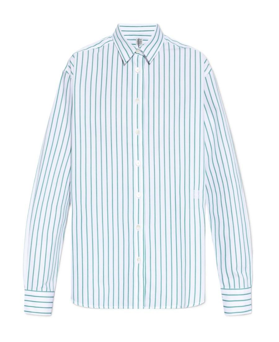 TOTÊME Capri Logo-embroidery Striped Shirt In White Product Image