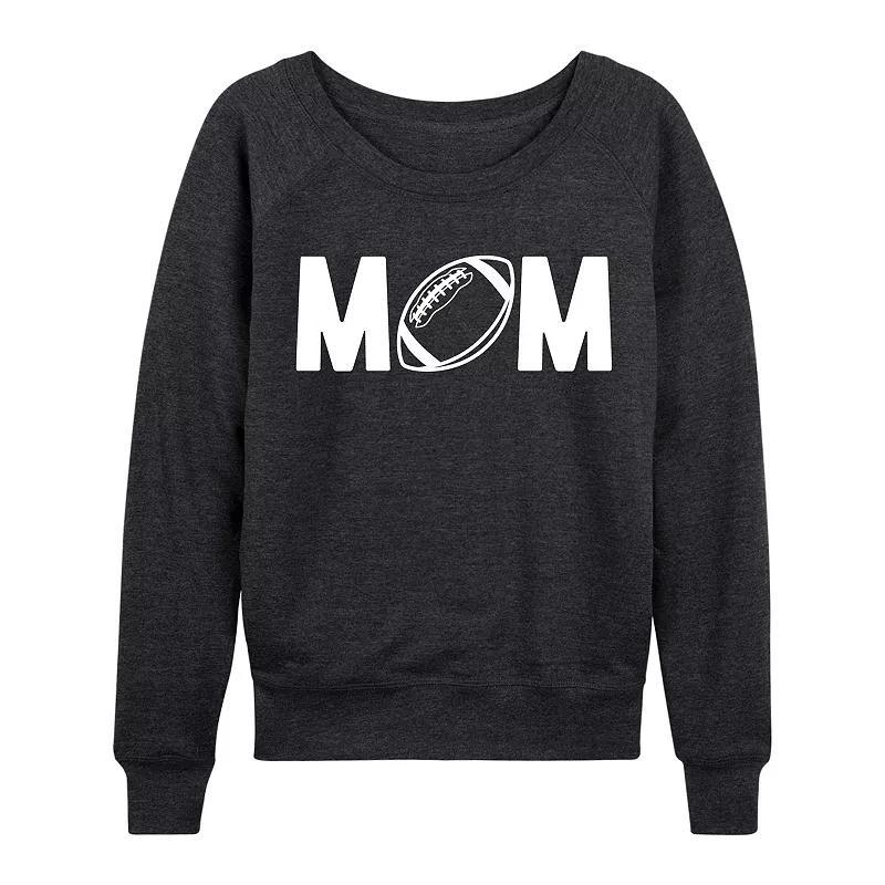 Womens Mom Football Slouchy Graphic Sweatshirt, Girls Grey Indigo Product Image